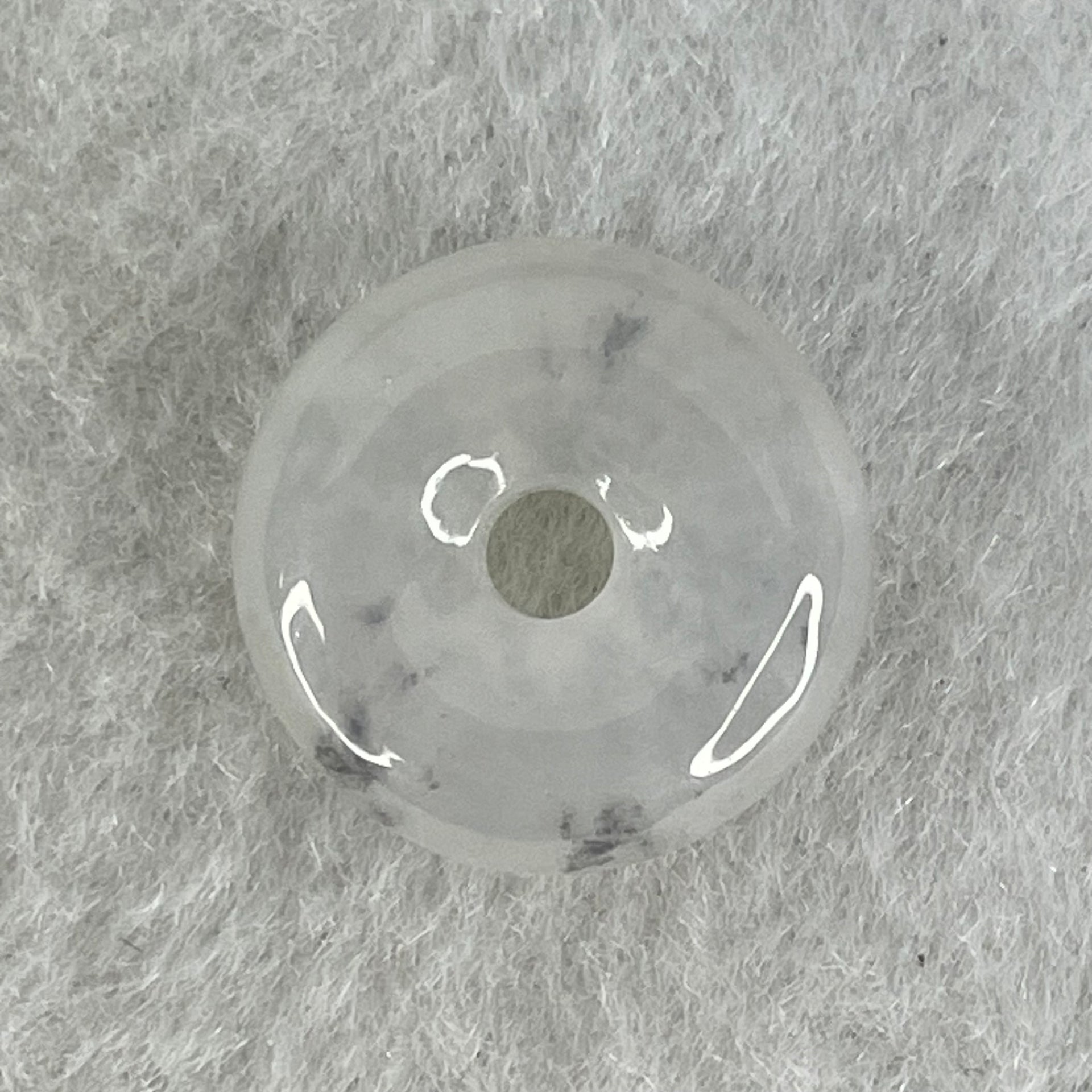 Type A Semi Icy Faint Lavender Green With Wuji Grey Jadeite Ping An Kou Charm/Pendant 3.19g 16.1 by 6.2mm - Huangs Jadeite and Jewelry Pte Ltd