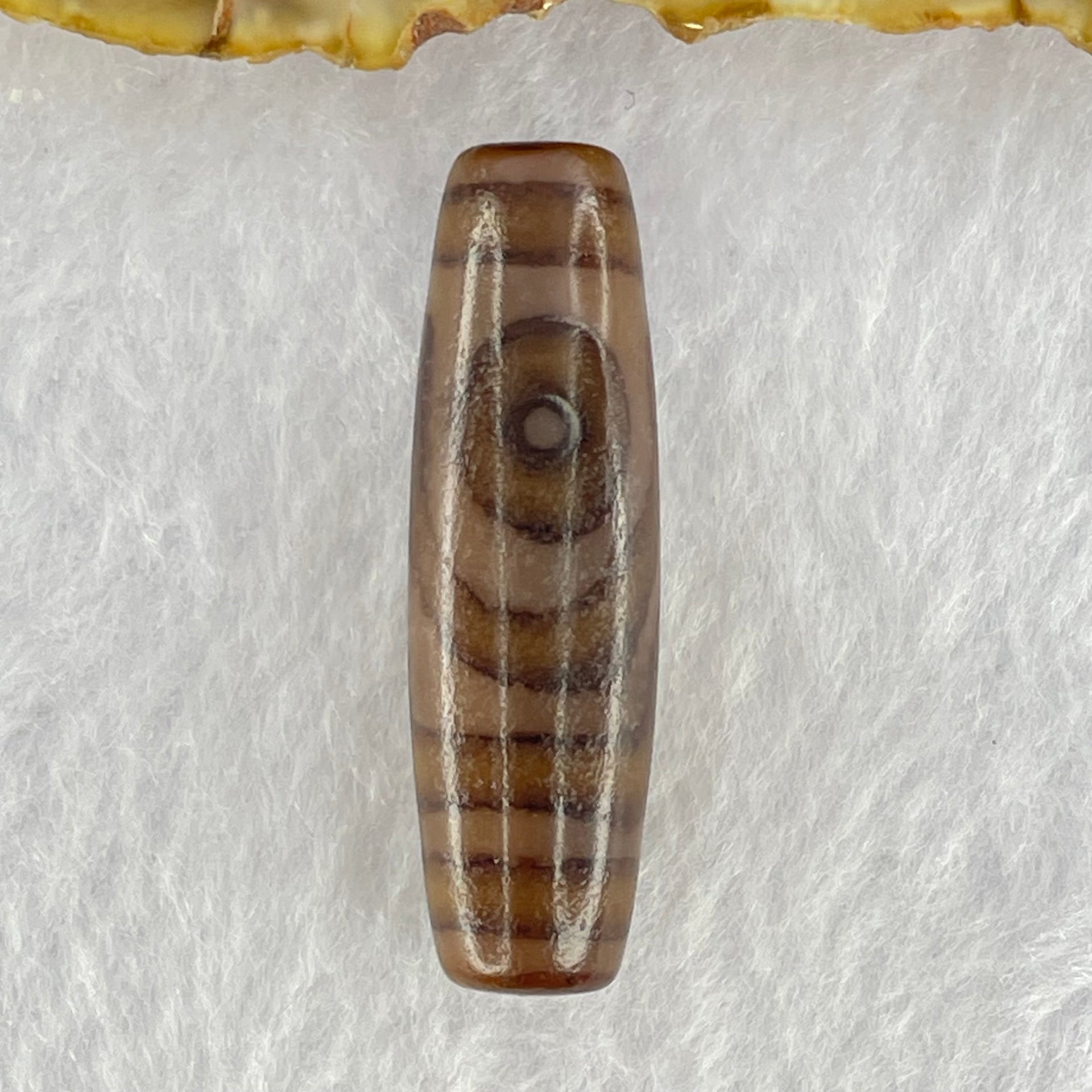 Natural Powerful Tibetan Old Oily Agate 2 Eyes Dzi Bead Heavenly Master (Tian Zhu) 二眼天诛 8.16g 38.9 by 11.6mm - Huangs Jadeite and Jewelry Pte Ltd