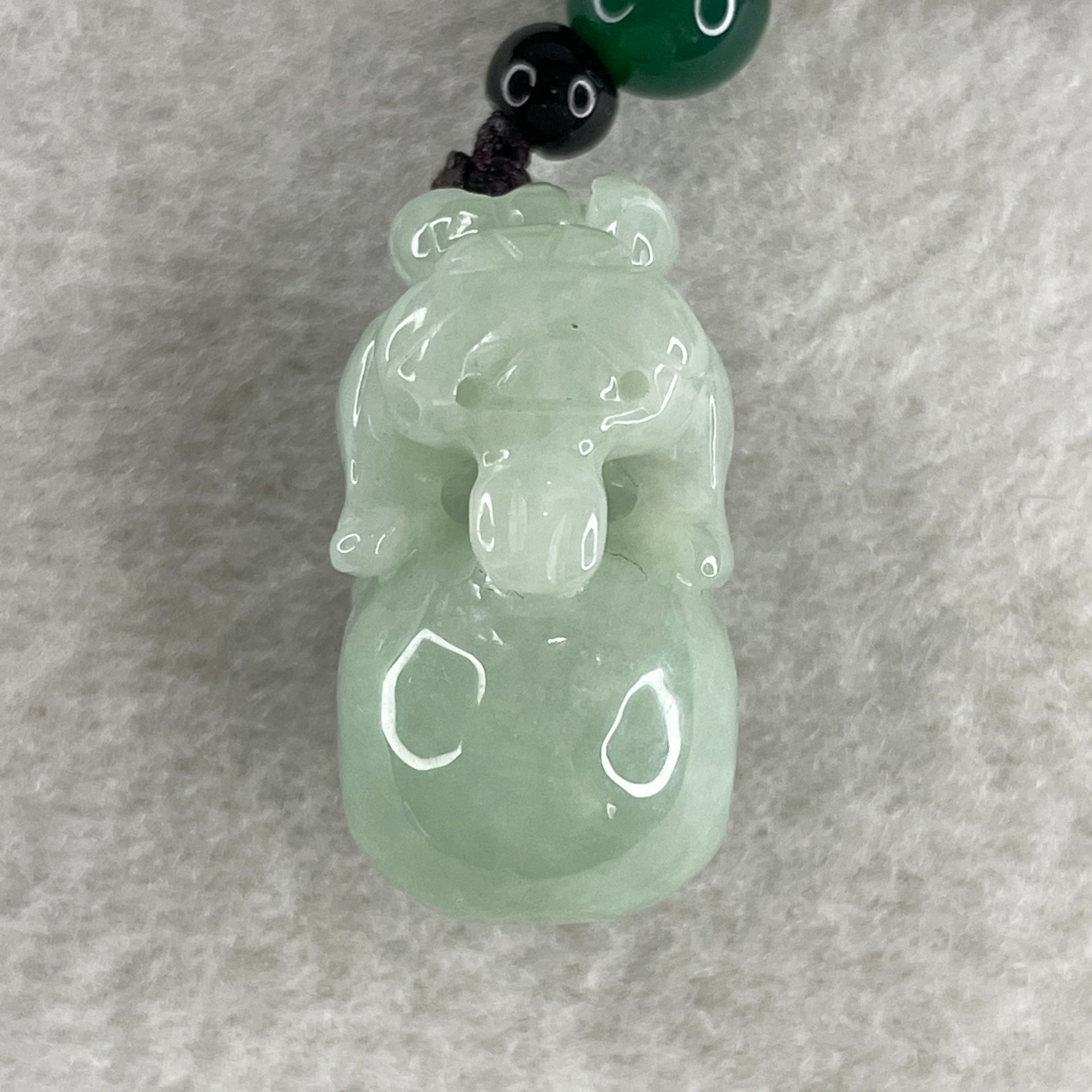 Natural Type A Green Jadeite Pixiu on Ball Pendant 15.53g 27.4 by 21.2 by 14.9mm - Huangs Jadeite and Jewelry Pte Ltd