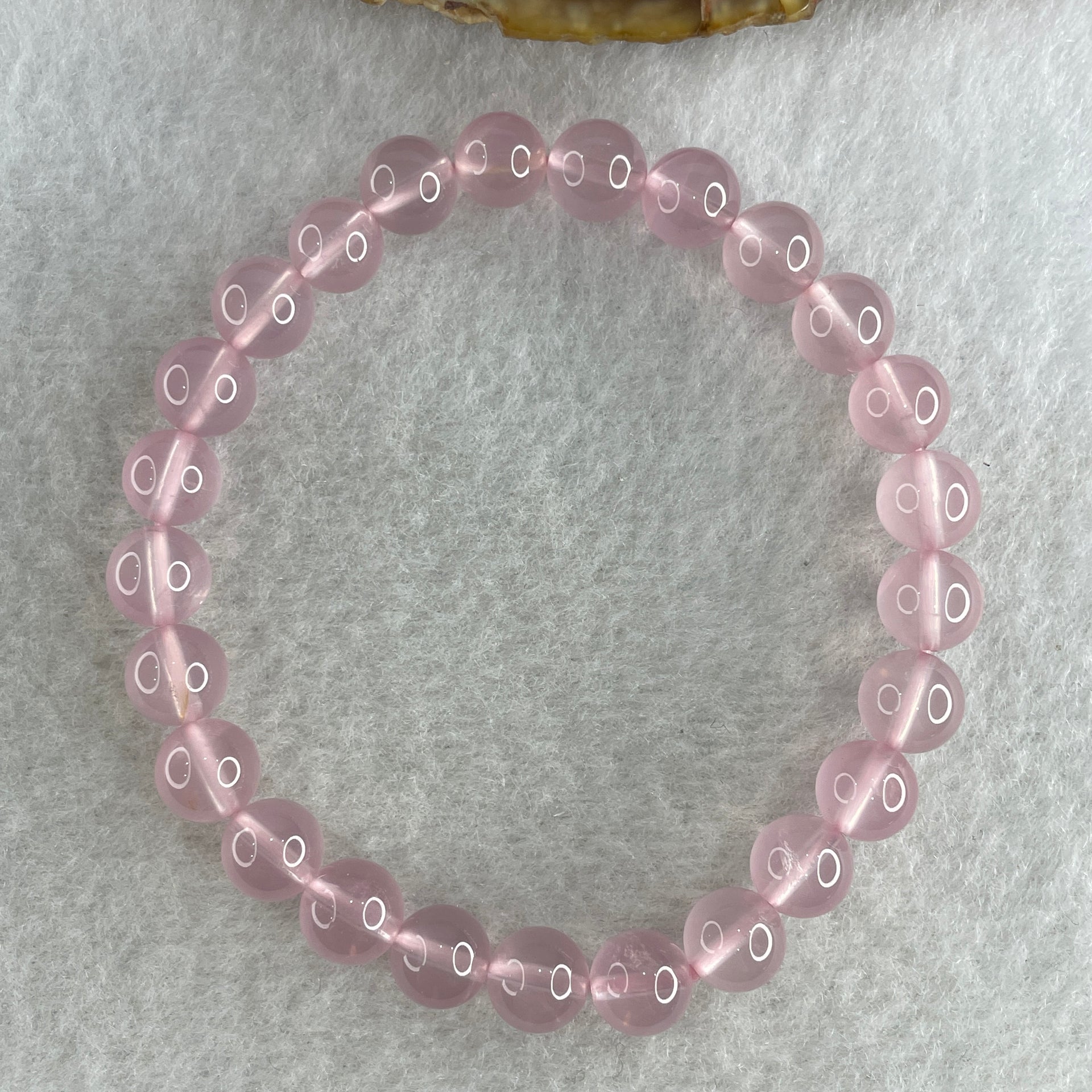 Natural Rose Quartz Beads Bracelet 15.99g 16cm 7.9mm 25 Beads - Huangs Jadeite and Jewelry Pte Ltd