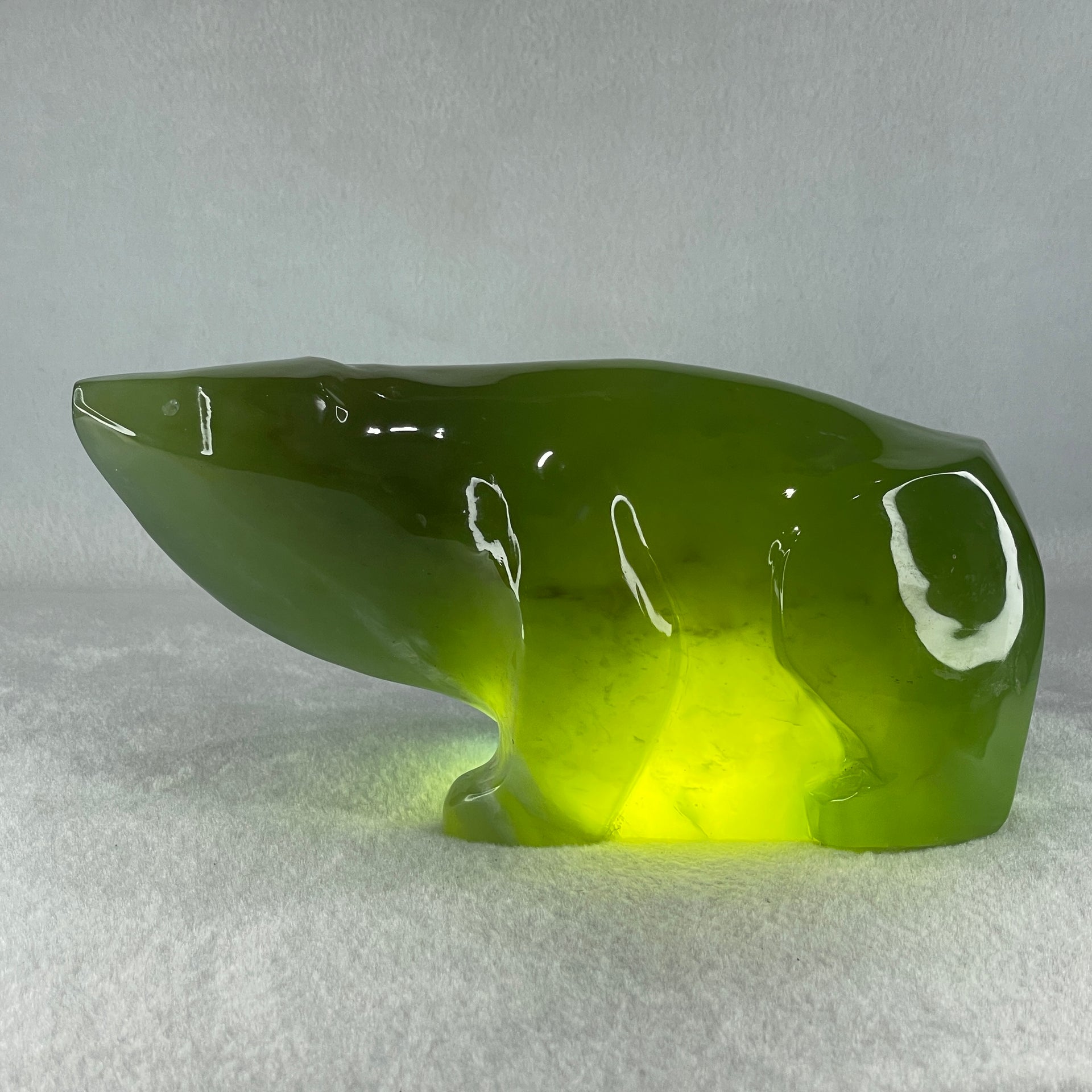 Natural Dark Green Serpentine Polar Bear Display 1991.7g 195.0 by 87.1 by 95.0mm - Huangs Jadeite and Jewelry Pte Ltd