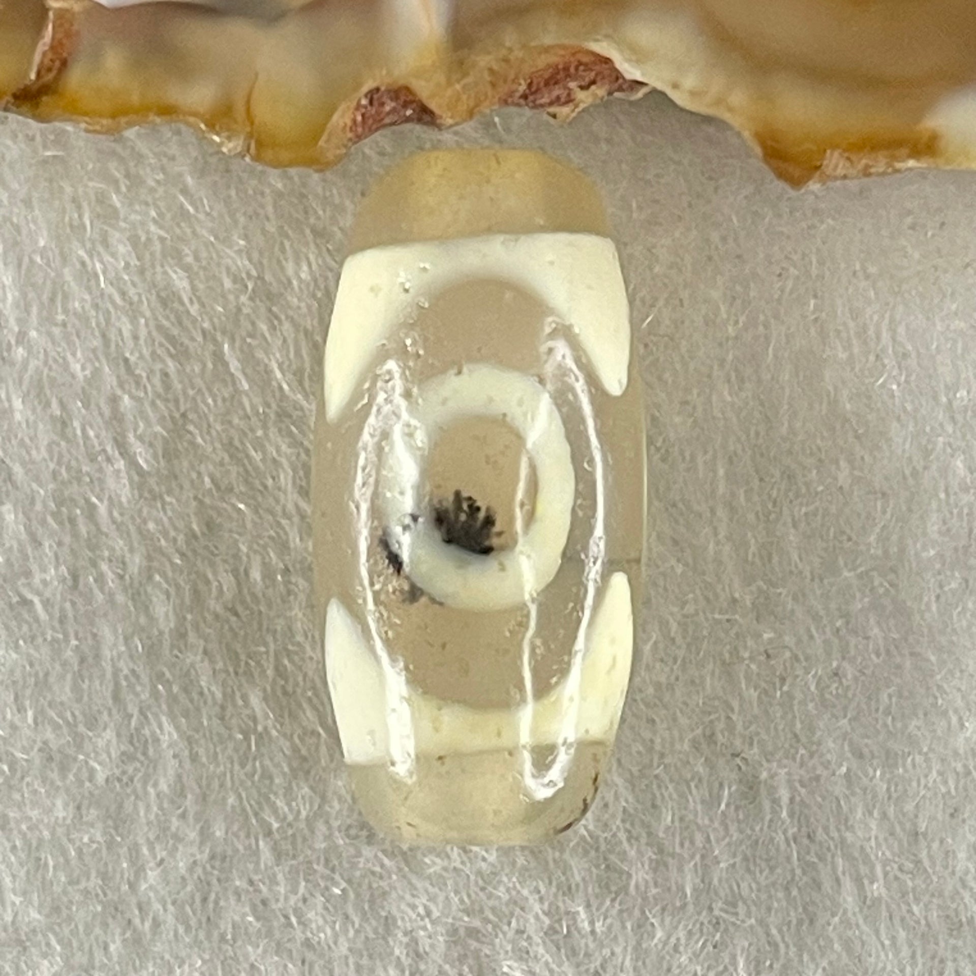 Natural Powerful Tibetan Old Oily Agate 3 Eyes Dzi Bead Heavenly Master (Tian Zhu) 三眼天诛 2.60g 19.9 by 9.6mm - Huangs Jadeite and Jewelry Pte Ltd