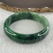 Certified Type A Natural Green with Emerald Green and White Spot Jadeite Bangle 58.20g Inner Diameter 57.9mm 14.8 by 7.7mm (Very Slight Internal Line) - Huangs Jadeite and Jewelry Pte Ltd