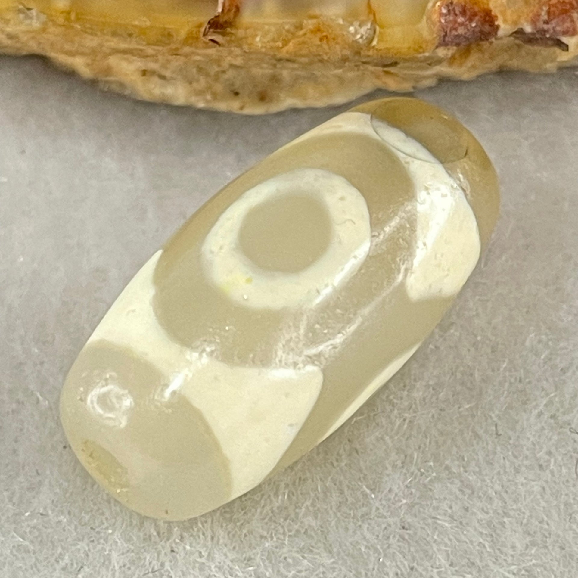 Natural Powerful Tibetan Old Oily Agate 3 Eyes Dzi Bead Heavenly Master (Tian Zhu) 三眼天诛 3.02g 20.2 by 10.2mm - Huangs Jadeite and Jewelry Pte Ltd