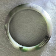 Type A Deep Lavender with Green and Grey Patches Jadeite Bangle 57.0mm 67.76g 14.0 by 9.1mm (Slight Internal Line) - Huangs Jadeite and Jewelry Pte Ltd