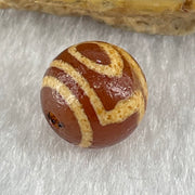 Natural Powerful Tibetan Old Oily Agate 1 Eye With Mountain Support Dzi Bead Heavenly Master (Tian Zhu) 一眼靠天珠 1.50g 10.1 by 10.4mm - Huangs Jadeite and Jewelry Pte Ltd