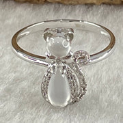 Type A Glassy Colourless Jadeite Cat with Diamonds in 18K Whitre Gold 2.04g Teardrop 6.8 by 4.5 by 2.0mm US6.8 HK15 - Huangs Jadeite and Jewelry Pte Ltd
