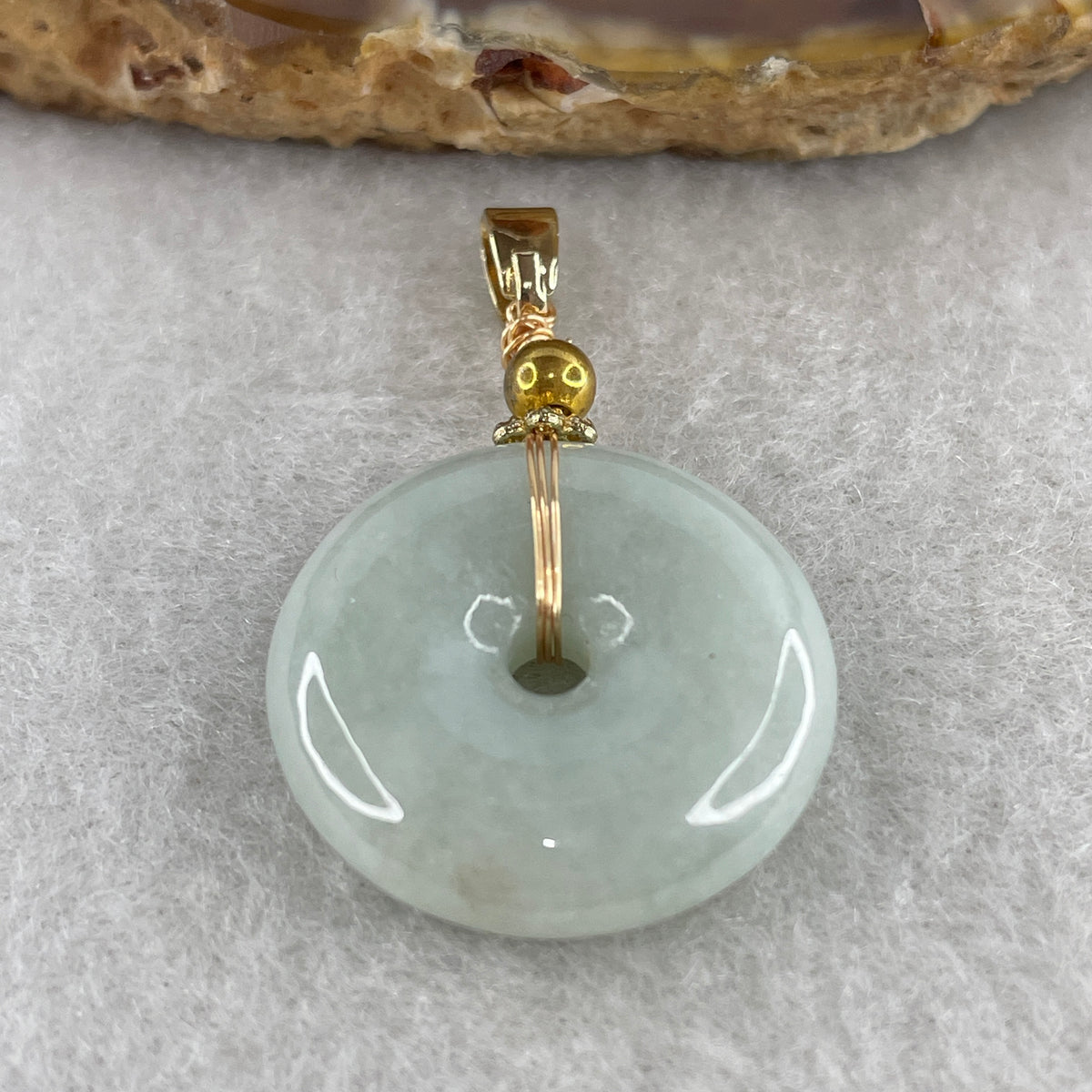 Natural Type A Light Green Jadeite Ping An Kou Pendant | Plump Jade Peace Disc Talisman (6.39g | 21.6 x 6.1mm) - Huangs Jadeite and Jewelry Pte Ltd