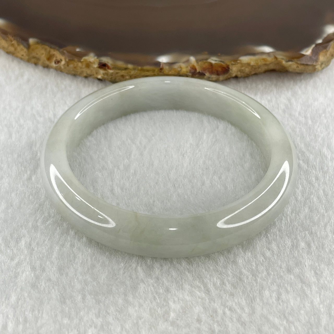 Natural Type A Faint Green Faint Lavender Jadeite Bangle 37.88g Inner Diameter 53.3mm 10.4 by 7.6mm (Very Very Slight Internal Lines) - Huangs Jadeite and Jewelry Pte Ltd