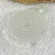Type A Semi Icy White Jadeite Floral Ping An Kou Donut Pendant 16.76g 45.4 by 43.3 by 5.6mm - Huangs Jadeite and Jewelry Pte Ltd