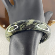 Natural Type A Wuji Black with Yellowish Green Jadeite Bangle | (56.38g | 55.1mm ID | 16.0 x 7.8mm | Close to Perfect | Yin-Yang Harmony & Sovereign Wealth Anchor, Feng Shui Protection & Statement Bangle) - Huangs Jadeite and Jewelry Pte Ltd