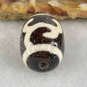 Natural Powerful Tibetan Old Oily Black White Agate Green Tara Dzi Bead Heavenly Master (Tian Zhu) 绿度母天珠 4.78g 17.4 by 13.4mm - Huangs Jadeite and Jewelry Pte Ltd