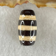 Natural Powerful Tibetan Old Oily Agate 3-Lines Dzi Bead Heavenly Master (Tian Zhu) 三行天诛 3.09g 19.9 by 10.1mm - Huangs Jadeite and Jewelry Pte Ltd