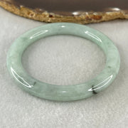 Type A Light Green with Blueish Green piao Hua Floral Jadeite Bangle 41.11g Inner Diameter 55.8mm 8.4 by 9.2mm (Very Slight Internal Lines) - Huangs Jadeite and Jewelry Pte Ltd