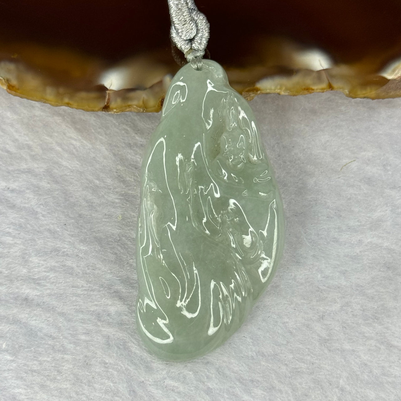 Type A Light Green Jadeite Benefactors Pendent 16.40g 47.8 by 23.6 by 6.1mm - Huangs Jadeite and Jewelry Pte Ltd