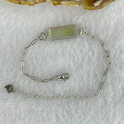 Type A Icy Light Green Jadeite Wu Shi Pai with Crystals in S925 Sliver Bracelet 5.06g 16.6 by 7.4 by 2.5mm - Huangs Jadeite and Jewelry Pte Ltd