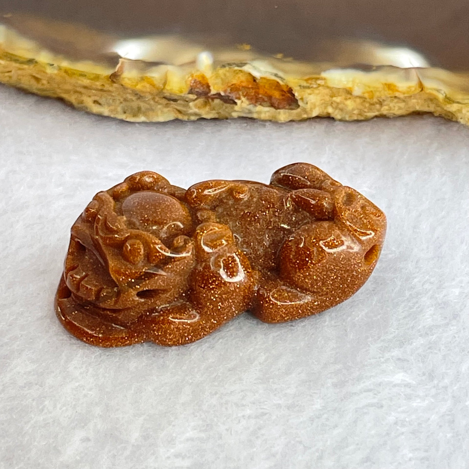 Brown Goldstone Pixiu Charm 13.46g 37.5 by 19.9 by 12.5mm - Huangs Jadeite and Jewelry Pte Ltd