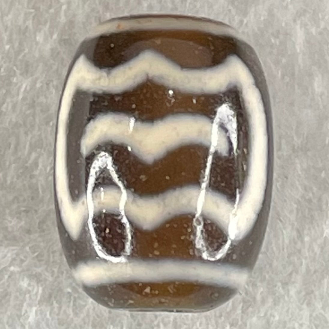 Natural Powerful Tibetan Old Oily Agate Double Garuda Dzi Bead Heavenly Master (Tian Zhu) 3.96g 16.9 by 12.2mm - Huangs Jadeite and Jewelry Pte Ltd