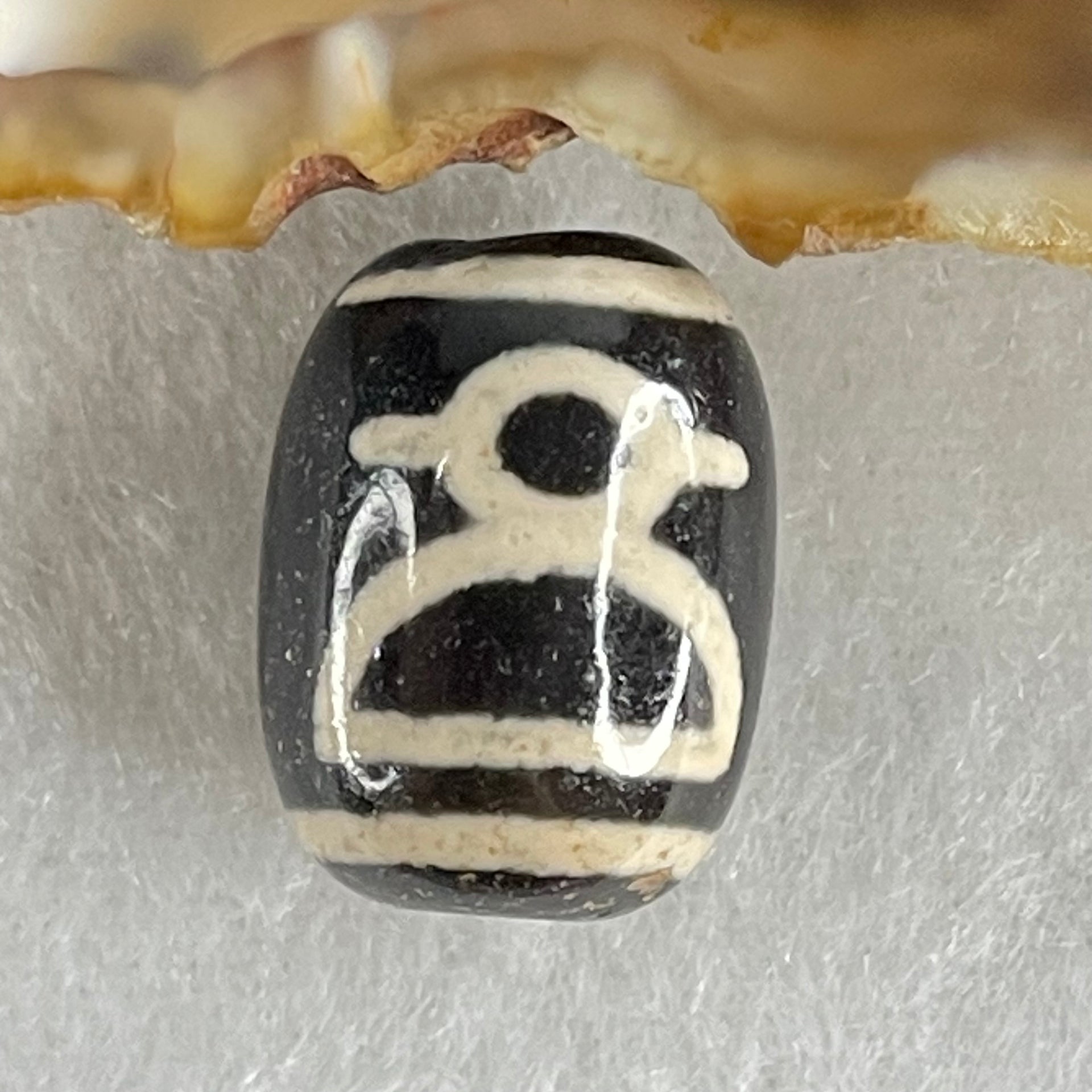 Natural Powerful Tibetan Old Oily Double Agate Cai Shen Dzi Bead Heavenly Master (Tian Zhu) 财神长天珠 4.86g 17.7 by 13.4mm - Huangs Jadeite and Jewelry Pte Ltd