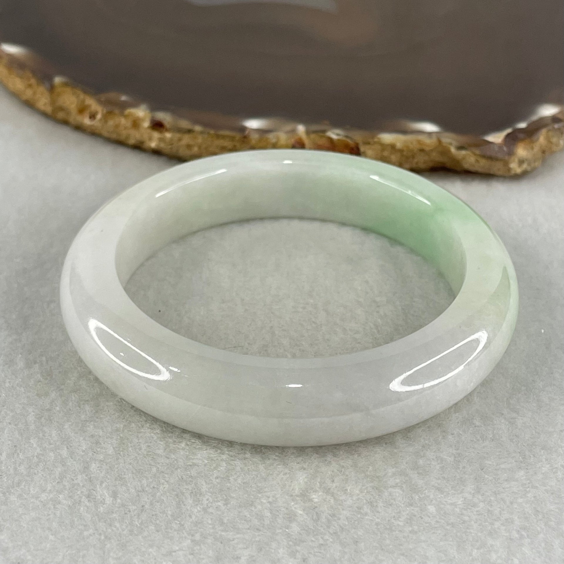 Type A Light Green Faint Lavender Jadeite Bangle 60.07g Inner Diameter 54.4mm 12.3 by 8.9mm (Slight Internal Line) - Huangs Jadeite and Jewelry Pte Ltd