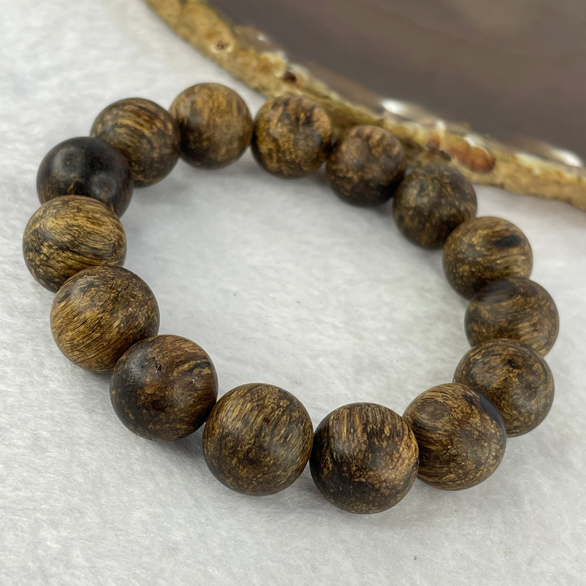 Natural Wild Vietnam Black Kynam Qi Nan Chen Xiang Mu Agarwood Beads Bracelet (Sinking Type 沉水) 天然野生越南黑奇南沉香珠手链 19.70g 18cm 14.2 mm 15 Beads - Huangs Jadeite and Jewelry Pte Ltd