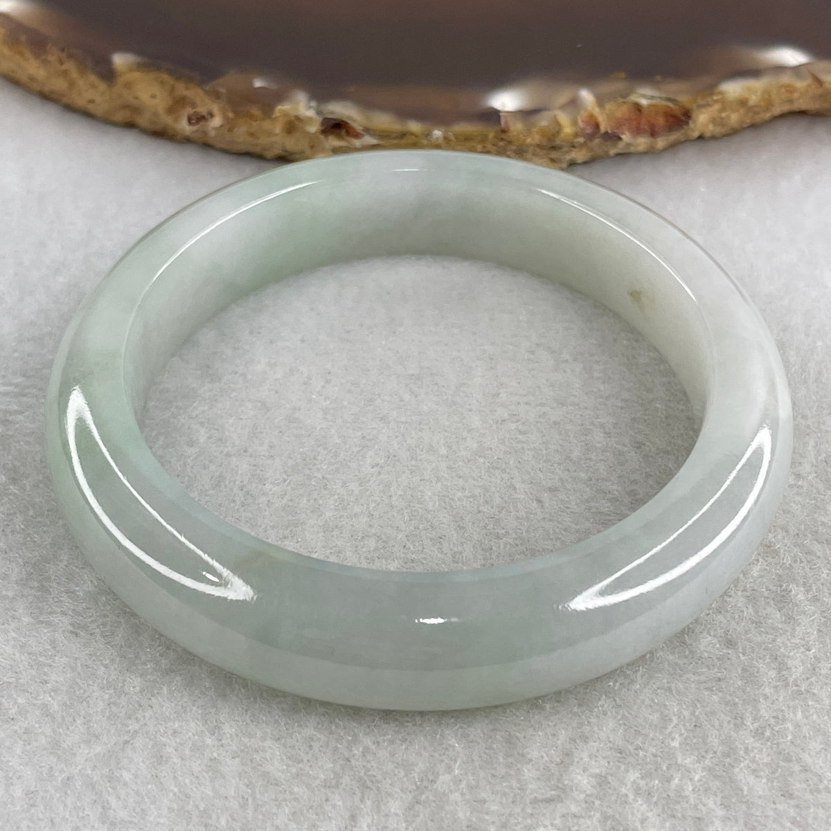 Natural Type A Jelly Light Green & Faint Lavender Jadeite Bangle | (49.99g | 52.1mm Inner Diameter | 11.8mm x 8.5mm | Perfect | Synergy, "Zi Qi Dong Lai" Noble Benefactor Magnet & Feng Shui Serenity Anchor) - Huangs Jadeite and Jewelry Pte Ltd