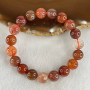 Natural Red Agate Beads Bracelet 27.64g 15.5cm 10.4mm 19 Beads - Huangs Jadeite and Jewelry Pte Ltd