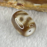 Natural Powerful Tibetan Old Oily Dark Brown with White Agate Patina Guiren Tairen Human Dzi Bead Totem Amulet Heavenly Master (Tian Zhu) 贵人天诛 2.70g 13.5 by 10.9mm - Huangs Jadeite and Jewelry Pte Ltd