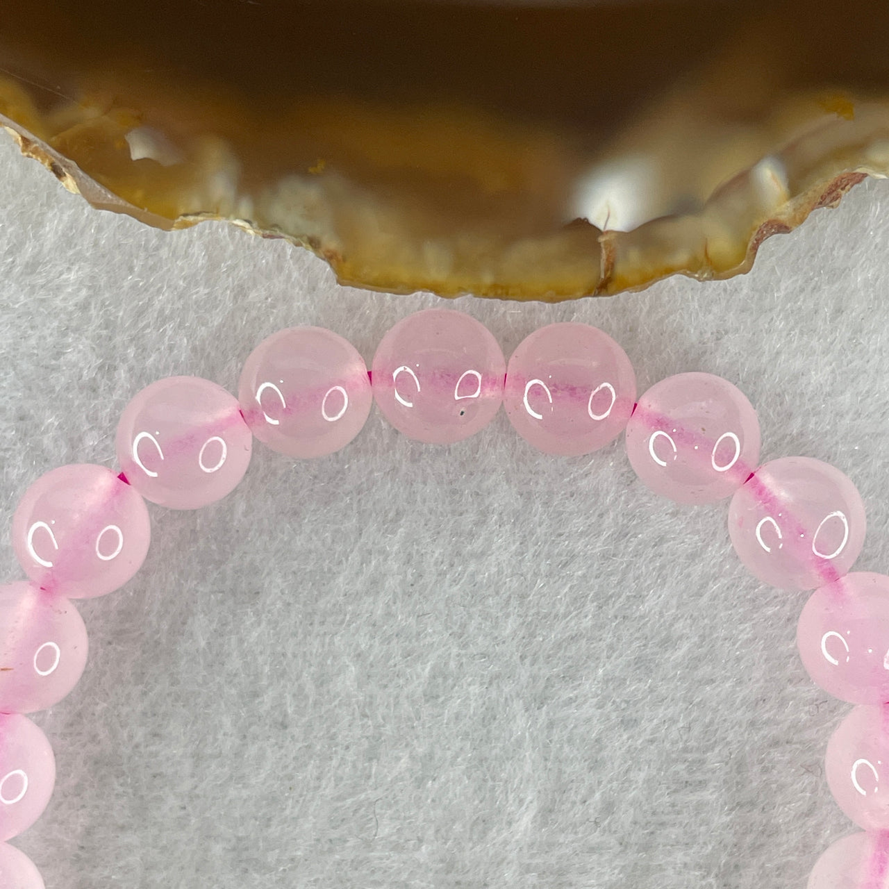 Natural Pink with Blue Chalcedony Agate Beads Bracelet 15.75g 14.5cm 8.0mm 21 Beads