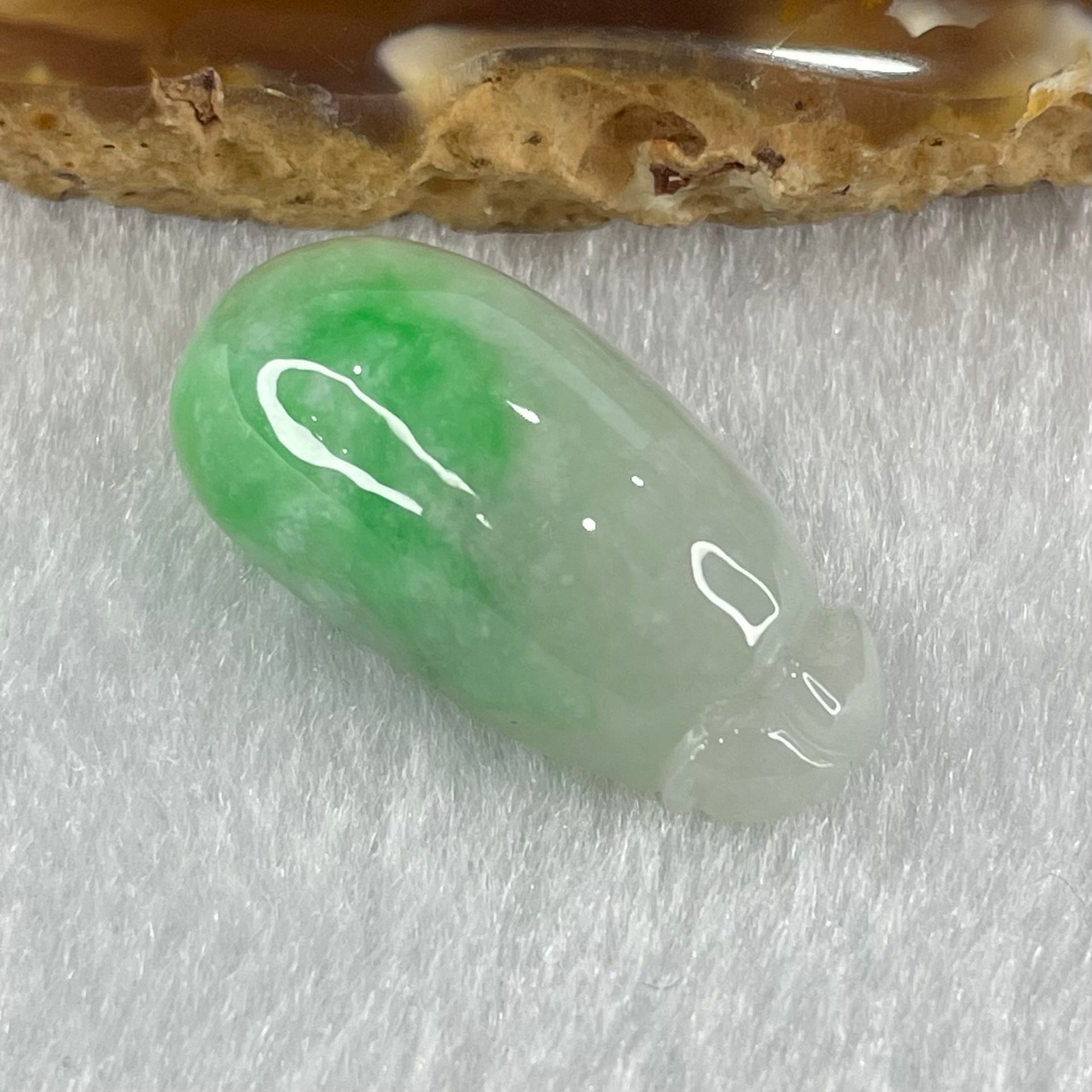 Type A Faint Lavender Green with Apple Green Vein Jadeite Melon Pendant 6.39g 26.6 by 12.1 by 9.9mm - Huangs Jadeite and Jewelry Pte Ltd