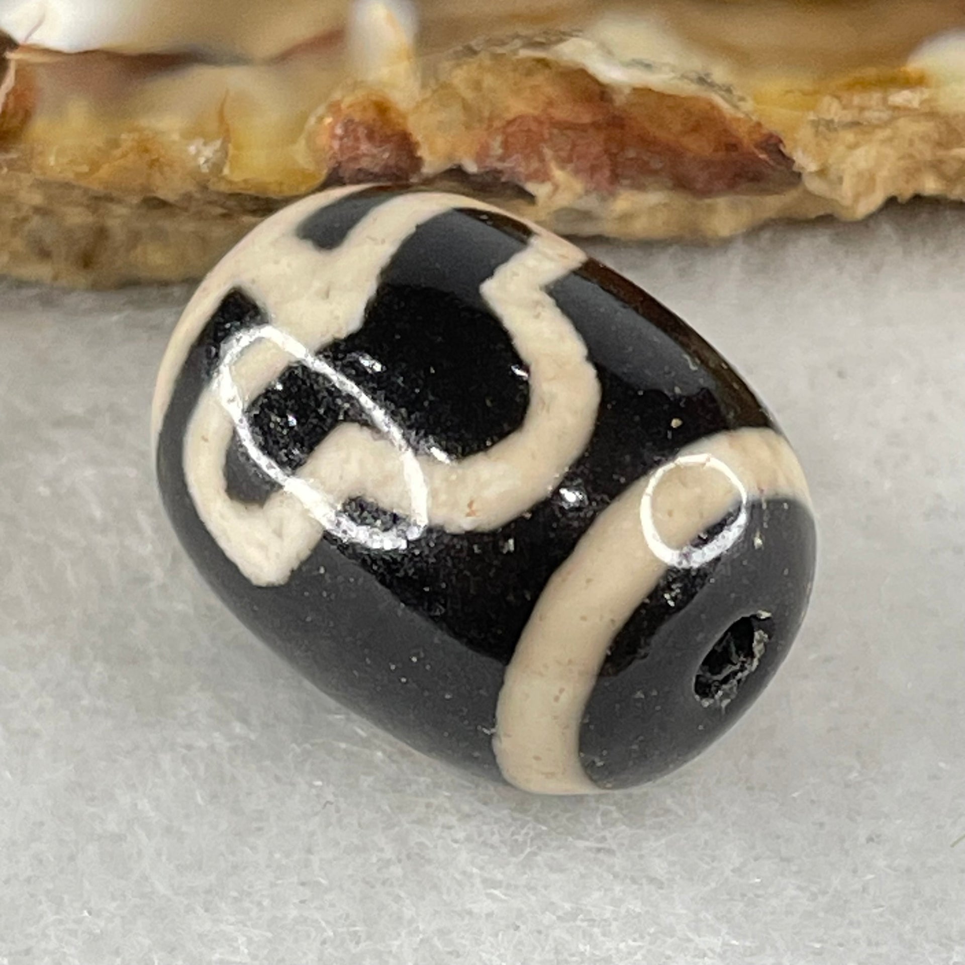 Natural Powerful Tibetan Old Oily Agate Double Bodhi Tree Dzi Bead Heavenly Master (Tian Zhu) 菩提树天珠 4.76g 17.7 by 13.4mm - Huangs Jadeite and Jewelry Pte Ltd