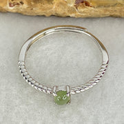 Type A Semi Icy Green Cabochon Jadeite in S925 Sliver Ring (Adjustable Size) 0.98g 3.5 by 1.8mm - Huangs Jadeite and Jewelry Pte Ltd