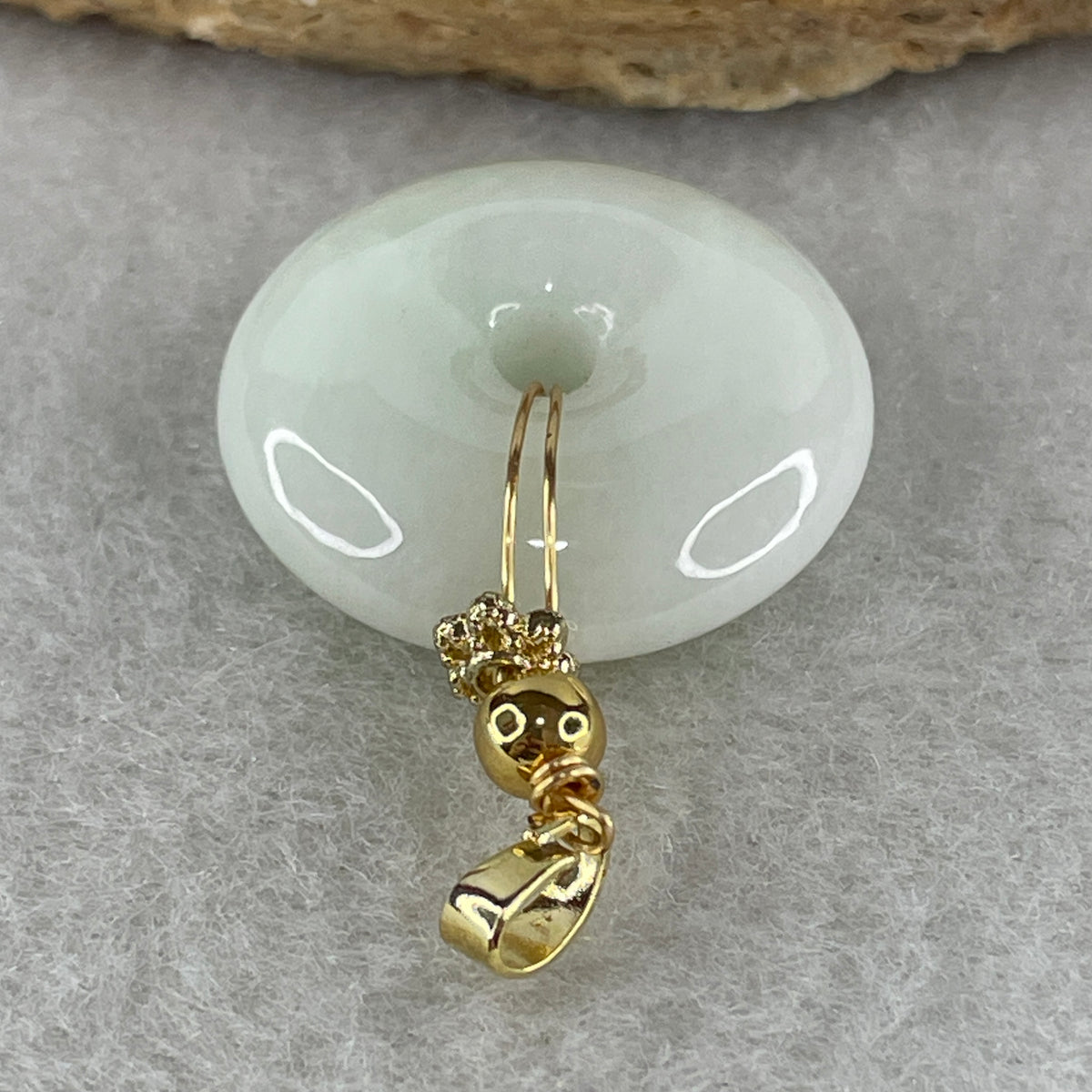 Natural Type A Faint Green to White Jadeite Ping An Kou Pendant | 21mm Ultra-Thick Jade Peace Disc Talisman (6.86g | 21.4 x 7.1mm) - Huangs Jadeite and Jewelry Pte Ltd
