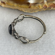 Natural Greyish Black Obsidian Ring in S925 Sliver 1.94g 7.1 by 5.0 by 2.5mm (Adjustable Size) - Huangs Jadeite and Jewelry Pte Ltd