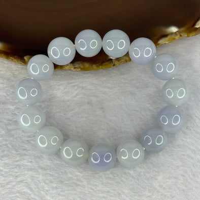 Good Grade Type A Jelly Lavender Jadeite Beads Bracelet 58.50g 16.5cm Diameter 13.4mm 15 Beads - Huangs Jadeite and Jewelry Pte Ltd