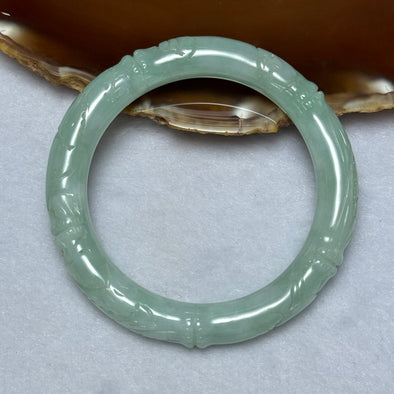 Type A Sky Blue Jadeite Bamboo and Ruyi Bangle 41.52g 9.9 by 9.7mm Internal Diameter 50.9mm - Huangs Jadeite and Jewelry Pte Ltd