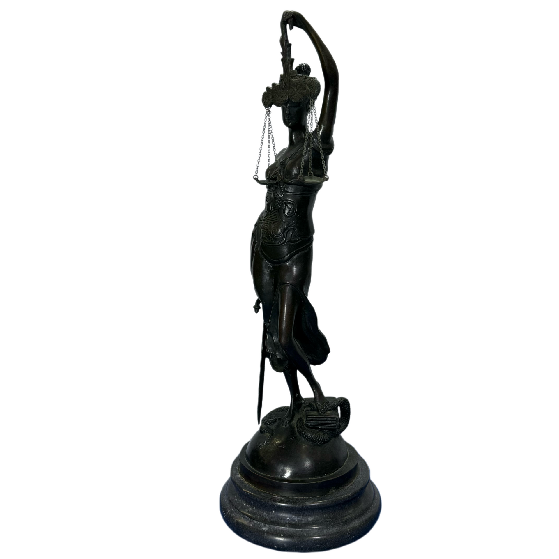 Antique European Handmade Bronze Lady of Justice Display 3,071.9g 148.0 by 148.0 by 422.0mm - Huangs Jadeite and Jewelry Pte Ltd