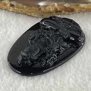 Type A Opaque to Partial Translucent Black Omphacite Jadeite Mahasthamaprapta Bodhisattva Pendant Horse Zodiac Guardian 16.73g 52.1 by 34.6 by 7.6mm - Huangs Jadeite and Jewelry Pte Ltd