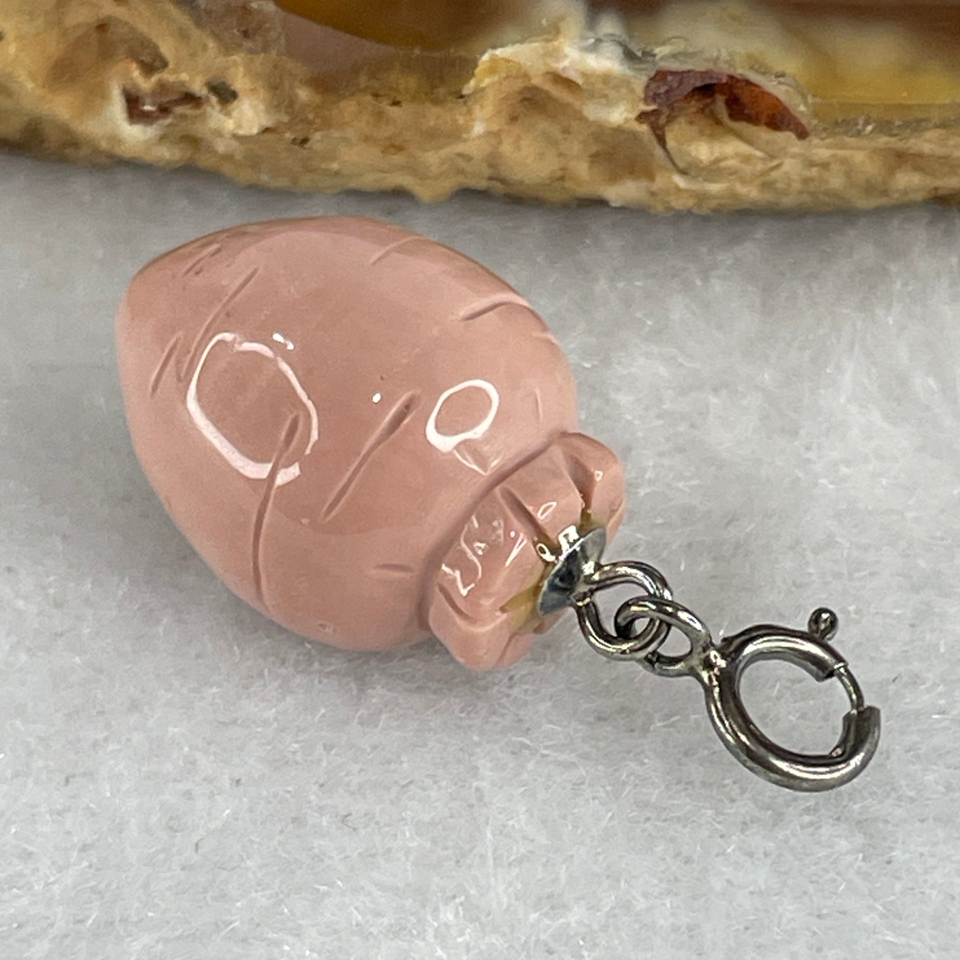 Natural Pink Gobi Agate Carrot Charm 2.68g 15.7 by 11.7mm - Huangs Jadeite and Jewelry Pte Ltd