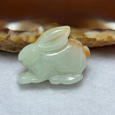 Type A Light Green with Brown Patch Jadeite Rabbit Pendant 5.92g 22.2 by 8.3 by 17.9mm