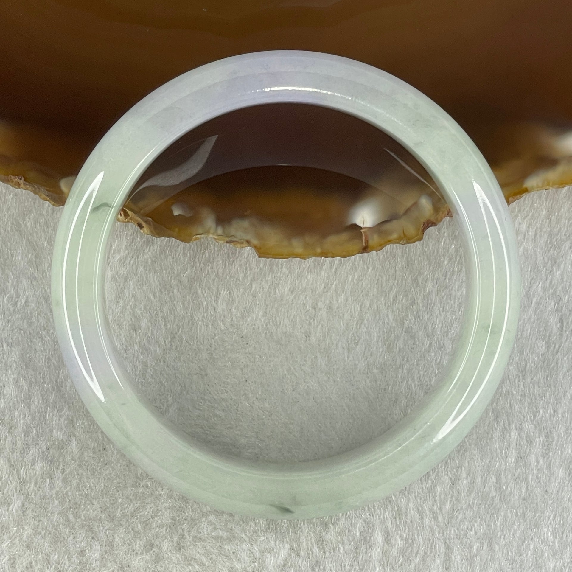Type A Natural Green with Lavender Jadeite Bangle 44.71g Inner Diameter 50.6mm 12.3 by 7.4mm (Close to Perfect) - Huangs Jadeite and Jewelry Pte Ltd