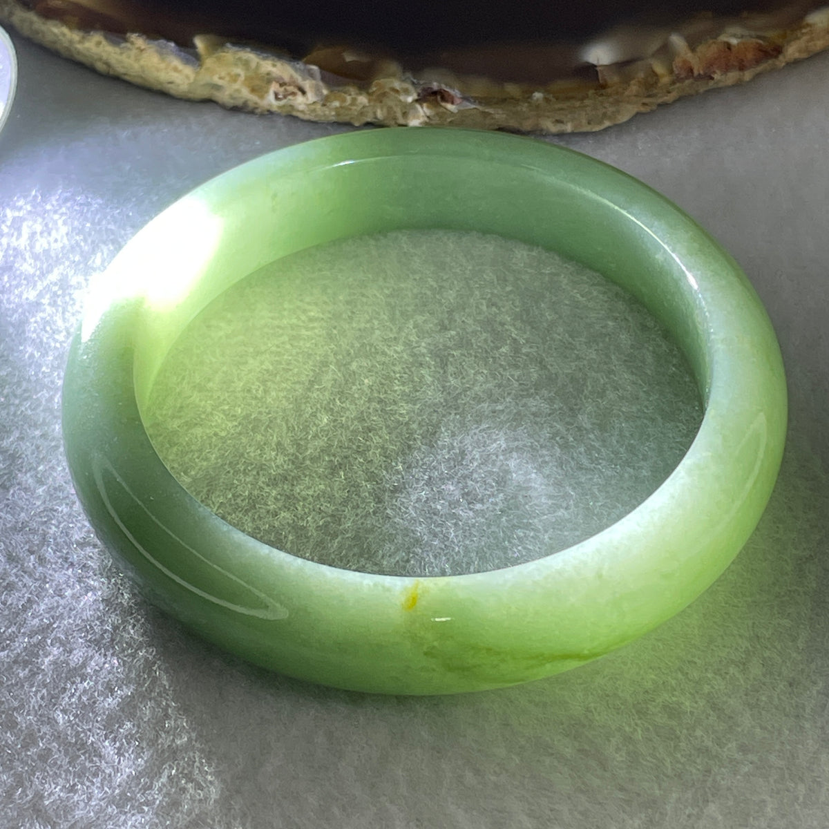 Natural Type A Green Jadeite Bangle | (45.61g | 53.9mm Inner Diameter | 11.0mm x 7.8mm | Perfect | Radiance, Steady Wealth "Zheng Cai" Anchor & Feng Shui Prosperity Catalyst) - Huangs Jadeite and Jewelry Pte Ltd