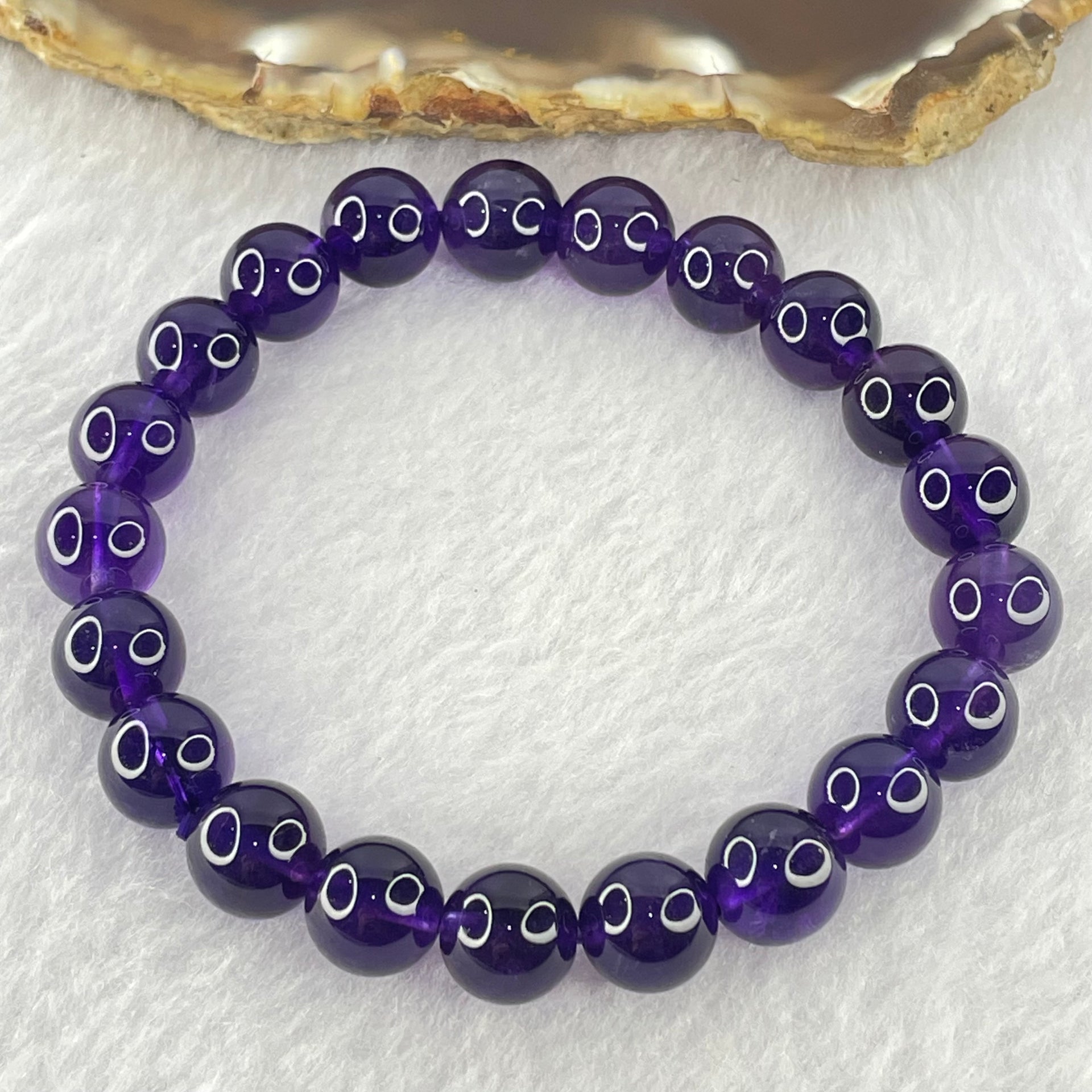 Very Good Grade Natural Amethyst Bracelet 21.52g 15.5cm 9.4mm 21 Beads - Huangs Jadeite and Jewelry Pte Ltd