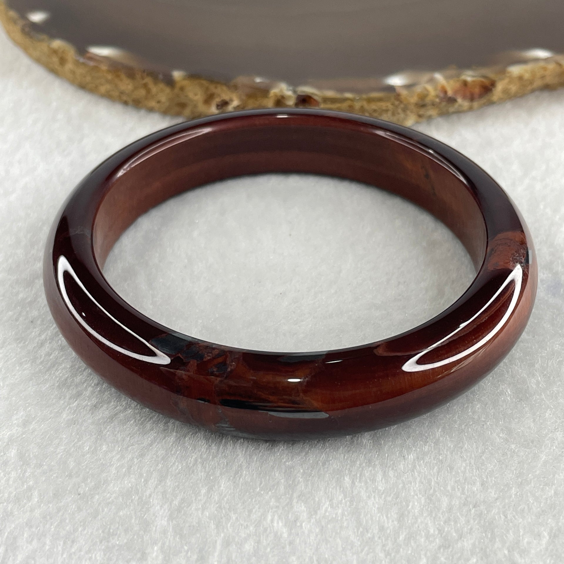Natural Red Tiger Eye Quartz Bangle Internal Diameter 61.3mm 53.47g 13.0 by 9.2mm - Huangs Jadeite and Jewelry Pte Ltd