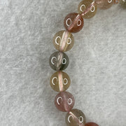 Natural Pinkish with Green Rabbit Hair Rutilated Quartz Beads Bracelet 20.16g 16cm 9.2mm 22Beads - Huangs Jadeite and Jewelry Pte Ltd