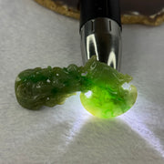 Type A Green Jadeite Dragon Axe with Ingot Pendent 36.64g 69.6 by 36.6 by 11.4mm - Huangs Jadeite and Jewelry Pte Ltd
