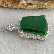Natural Type A Omphacite Green Jadeite Wushipai Necklace in S925 Silver | (5.88g | 44cm S925 | 18.0 x 16.0 x 3.5mm | Unobstructed Peace & Supreme Protection Anchor, Feng Shui Prosperity & Executive Calm Necklace) - Huangs Jadeite and Jewelry Pte Ltd