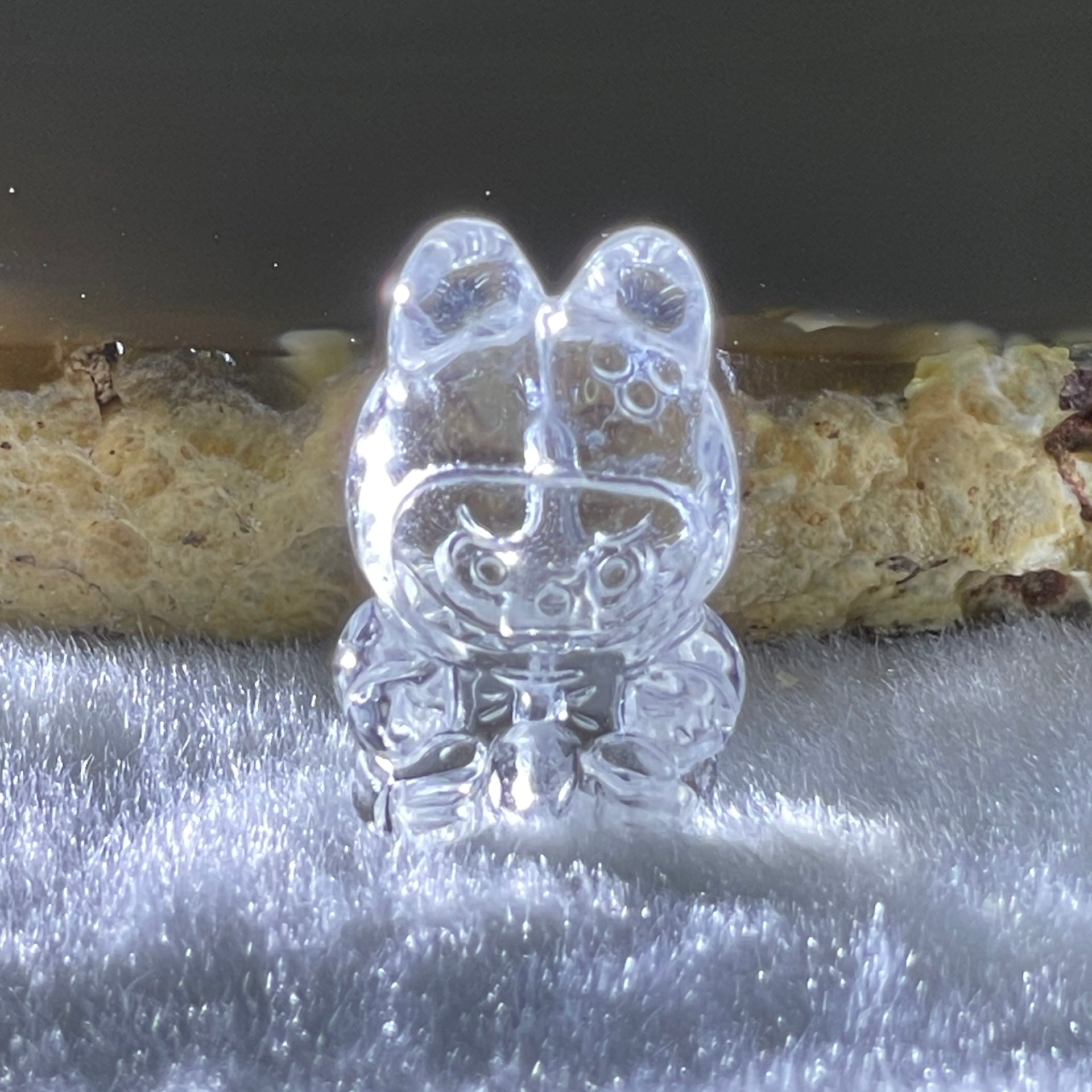 Natural Clear Quartz Labubu Charm Display 3.75g 19.2 by 12.8 by 11.3mm - Huangs Jadeite and Jewelry Pte Ltd