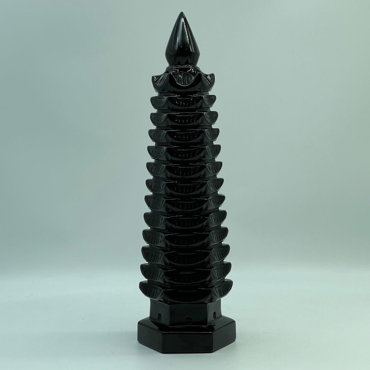 Black Obsidian Pagoda Display 1,398.0g 75.9 by 85.0 by 270.0mm