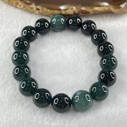Type A Old Mine Dark Blueish Green Jadeite Beads Bracelet 50.00g 17cm 12.8mm 2 Beads 11.9mm 15 Beads - Huangs Jadeite and Jewelry Pte Ltd